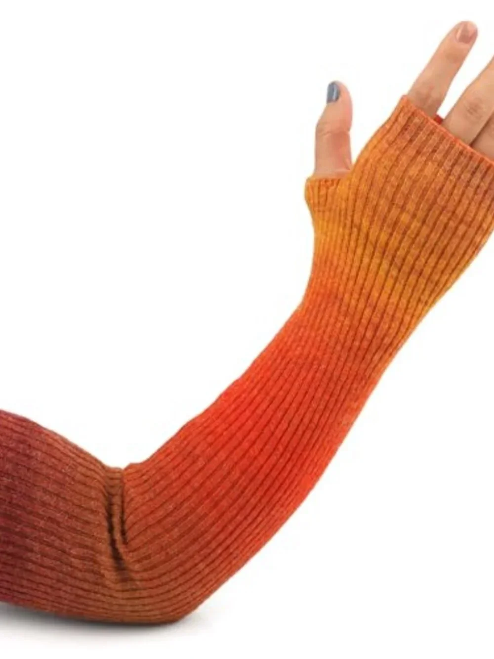 Cashmere Blend Fingerless Gloves Long Arm Warmers Women Thumb Hole